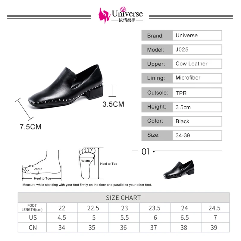 

Mules Genuine Leather Pumps Women Shoes 2019 High Heel Universe Spring/Autumn Black Casual Square Toe Med Heels 3.5cm Pumps J025