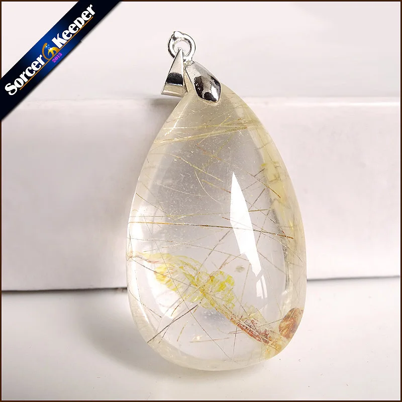 Натуральные камни rutilaed Quartz кулон волосы Кристалл Бесплатная ожерелье минерал