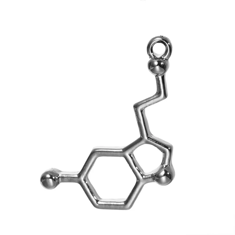 

DoreenBeads 10PCs Chemical Element Charm Pendants Handmade Serotonin Silver Color Metal Pendant for DIY Accessories 25*13mm