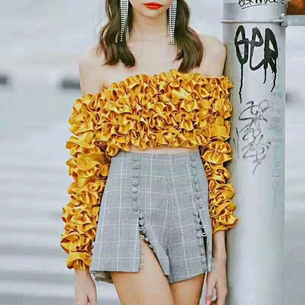 Для женщин Street Wear Лодка шеи одежда с длинным рукавом Слои листьев лотоса