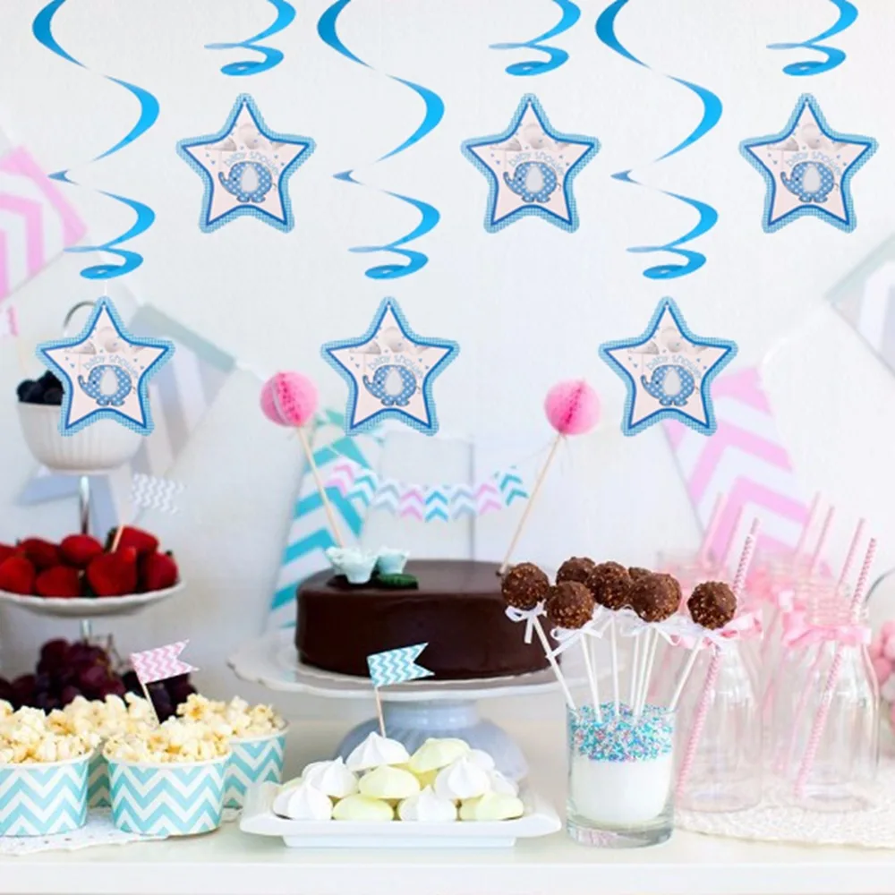 FENGRISE 6 шт. детская гирлянда для душа Висячие декоративные завитки его девочка