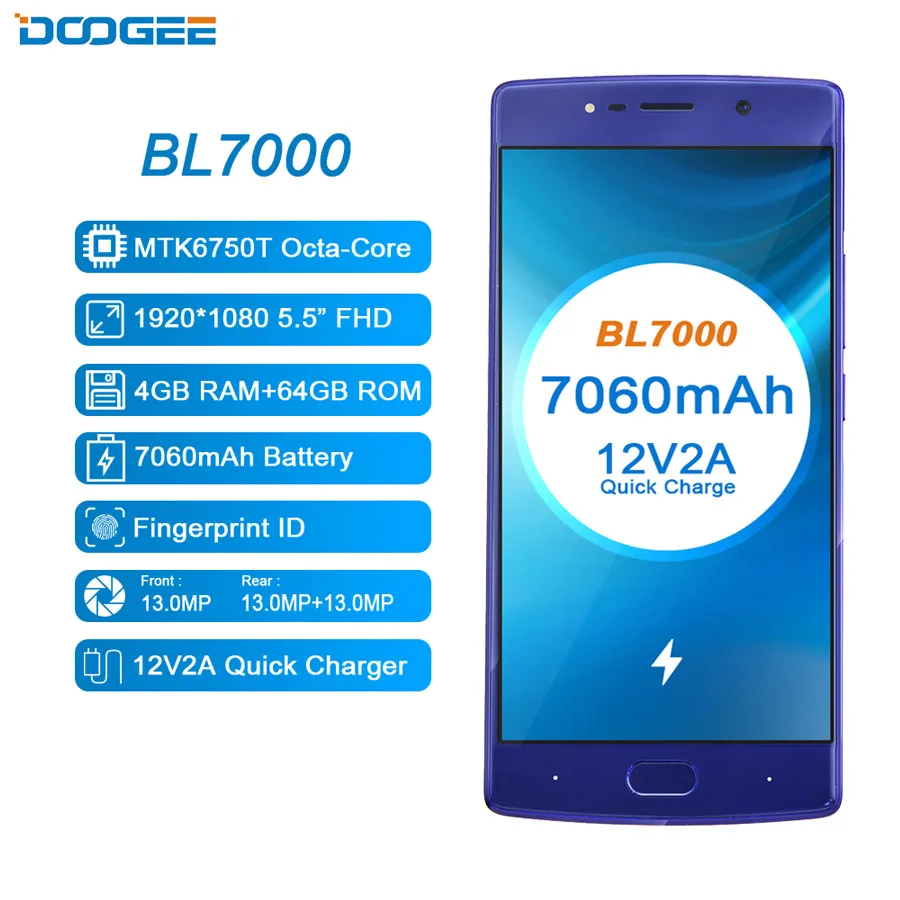 DOOGEE BL7000 смартфон с 5 дюймовым дисплеем восьмиядерным процессором MTK6750T ОЗУ 4 Гб ПЗУ