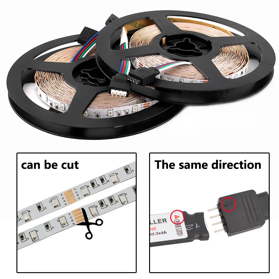 AC DC 12 В светодиодный RGB ленточный светильник 60 s/m 5 м SMD 5050 водонепроницаемый Fiexble