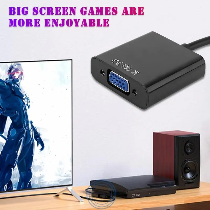 HDMI к VGA адаптер провод поддержка горячей замены позолоченный 1080P конвертер «Папа-мама» аудио-видео кабель Поддержка HDCP 1,0/1,1/1,2