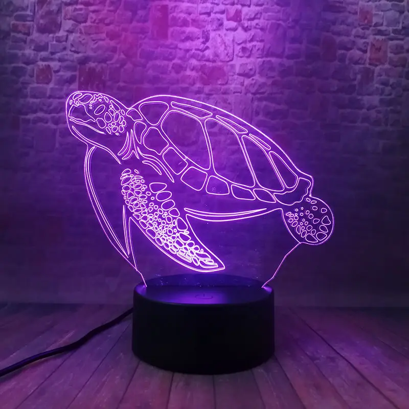 Морская черепаха анимационная фигурка модель 3D иллюзия светодиодный лампа 7