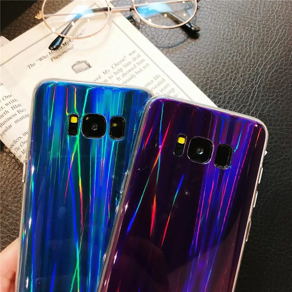 Aurora laser Phone Cases For Samsung Galaxy S8 S9 S10 Plus S10E XiaoMi 9 8 SE A2 A1 RedMi 6 Pro 6A S2 Note 7 Cover Soft TPU Case |