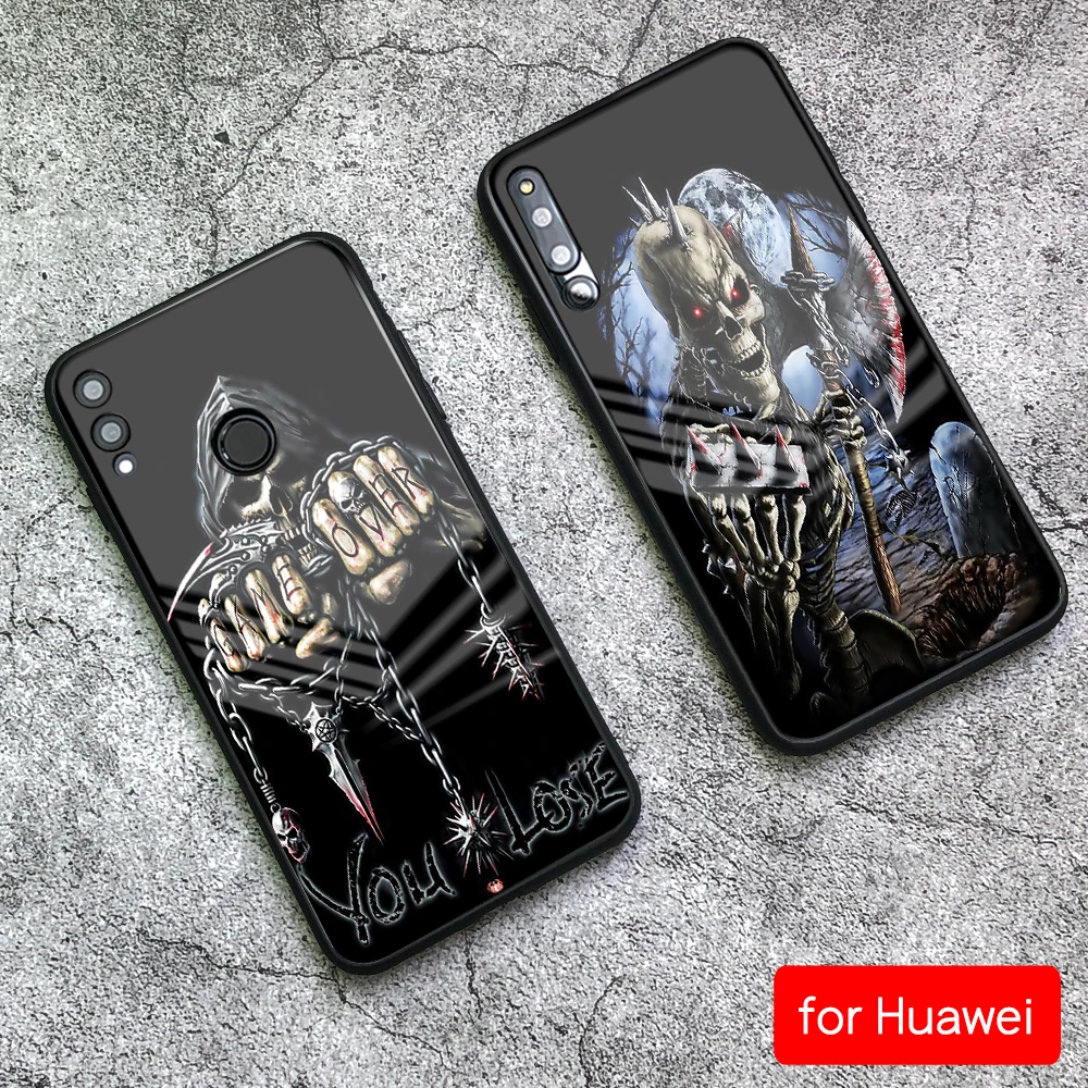 Чехол для huawei mate 10 Pro, чехол из закаленного стекла с изображением черепа для huawei mate 9 10 Pro P10 P20 Honor V9 V10 Play Nova 3e