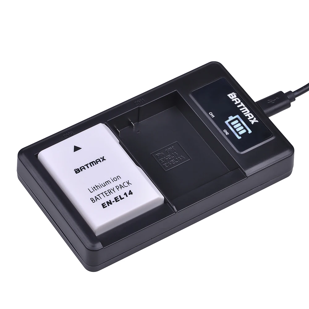 Комплект из 2 предметов EN-EL14A EN-EL14 ENEL14 EL14 батареи+ ультра тонкий светодиодный USB Dual Зарядное устройство для Nikon D3400 D3300 D3100 D5600 D5100 D5200 D3200