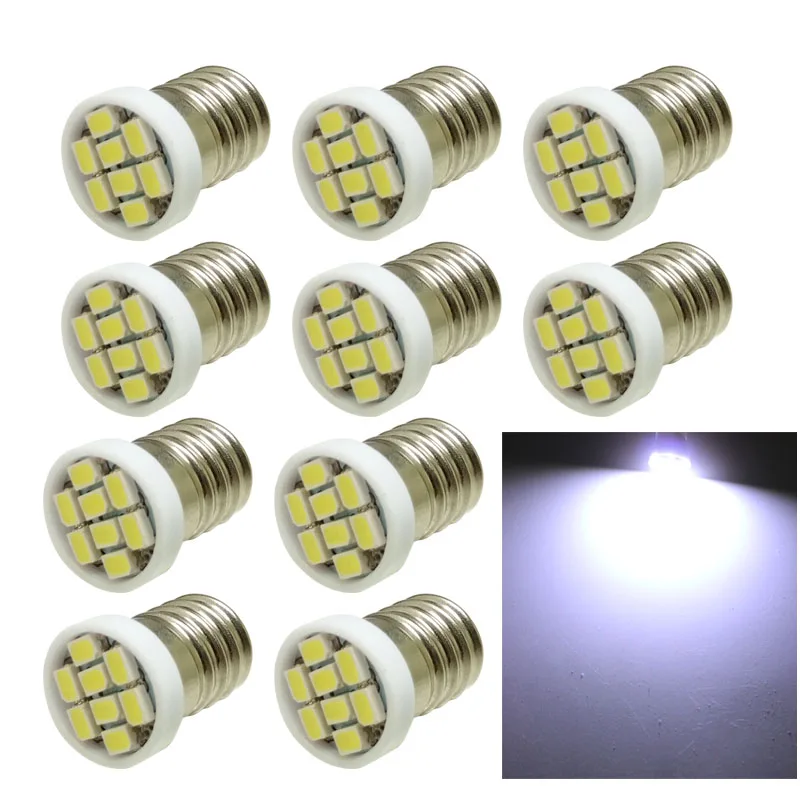 4 шт./лот E10 EY10 3020 SMD 8 светодиодные Белые лампы миниатюрные винтовые для