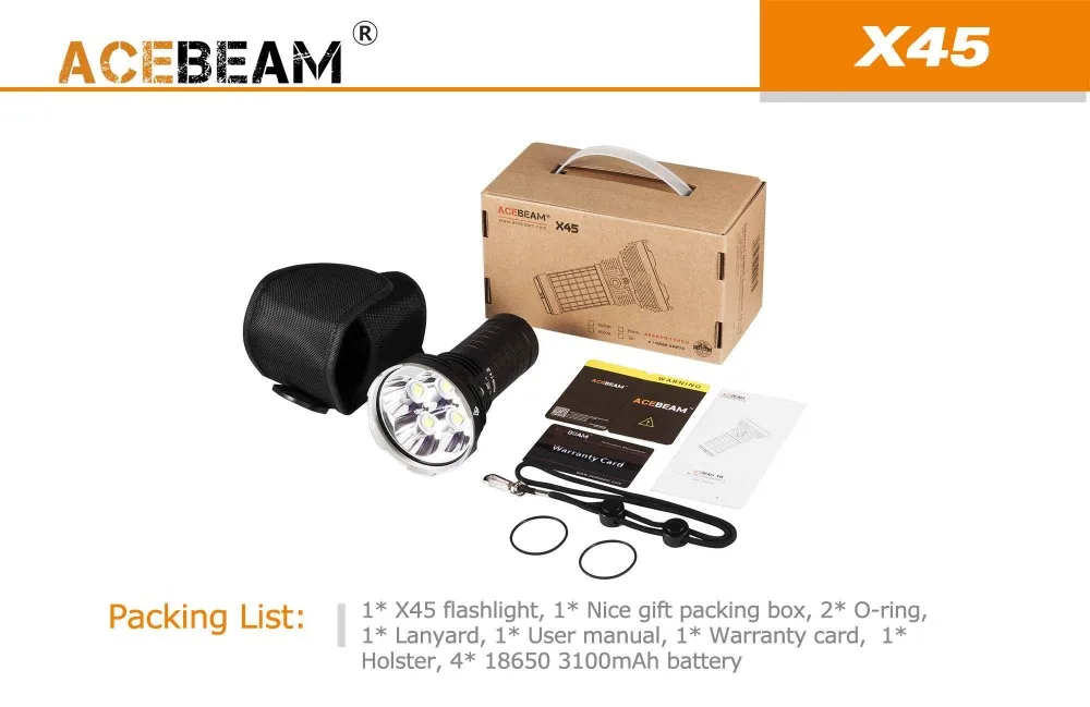 Acebeam X45 II ручной фонарь 4 * XHP70.2 светодиодов Макс 18000 люмен расстояние луча 660 метра с