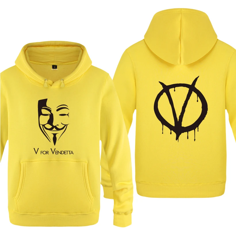 Фильм V for Vendetta крутые толстовки Для мужчин 2018 с капюшоном пуловер начёсом