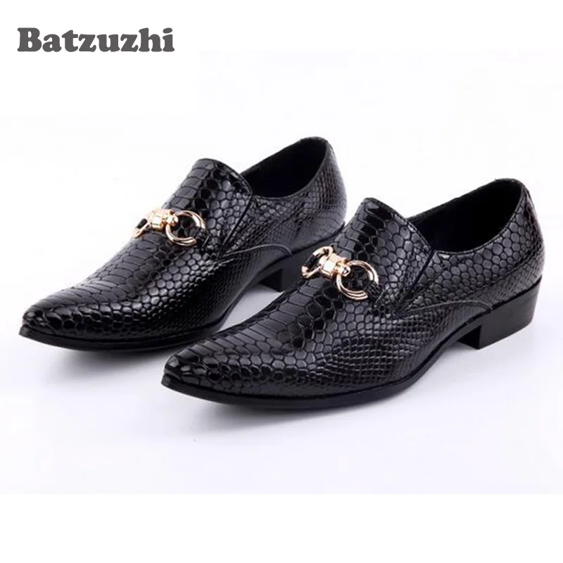 

2018 New Luxury Men Dress Shoes Handmade Genuine Leather Slip On SnakeSkin Italian Wedding Flats Shoe Size US5-12 Size 46
