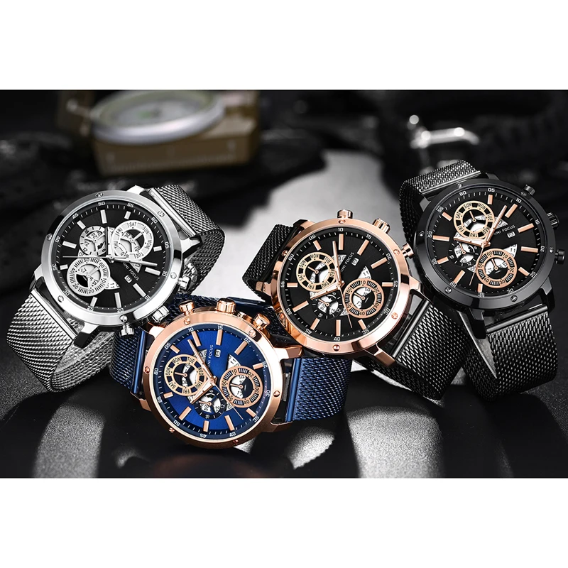 Модные мужские часы деловые кварцевые из нержавеющей стали водонепроницаемые |