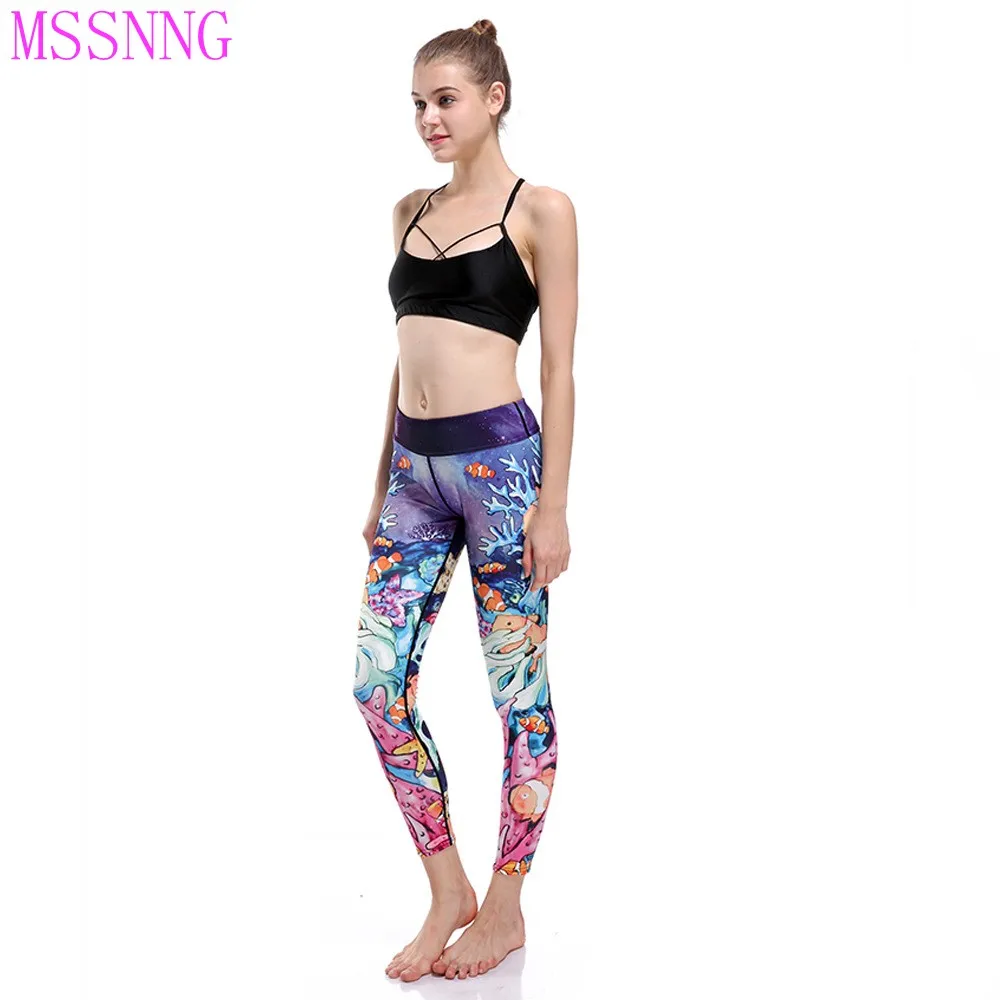 MSSNNG Cartoon Grass Printing Yoga Pants High Elastic Fast Drying Absorb Sweet Sports Underpants Breathe Freely Fitness | Спорт и