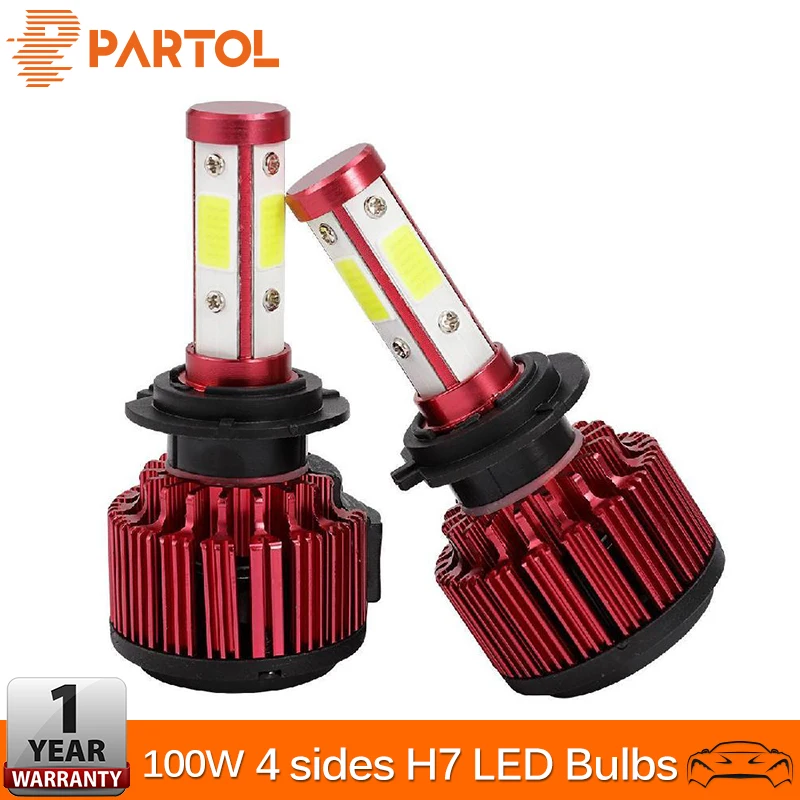 Partol X6 100 W Светодиодный H7 Автомобильный светодиодный фары 4 стороны светильник