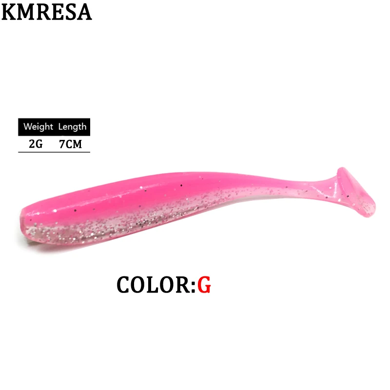 

6Pcs / lot 7cm Crankbait Jig Worm Esfishing Soft Lure Shad Winter Soft Silicone Double Color Carp Wobblers For Fishing Tackle