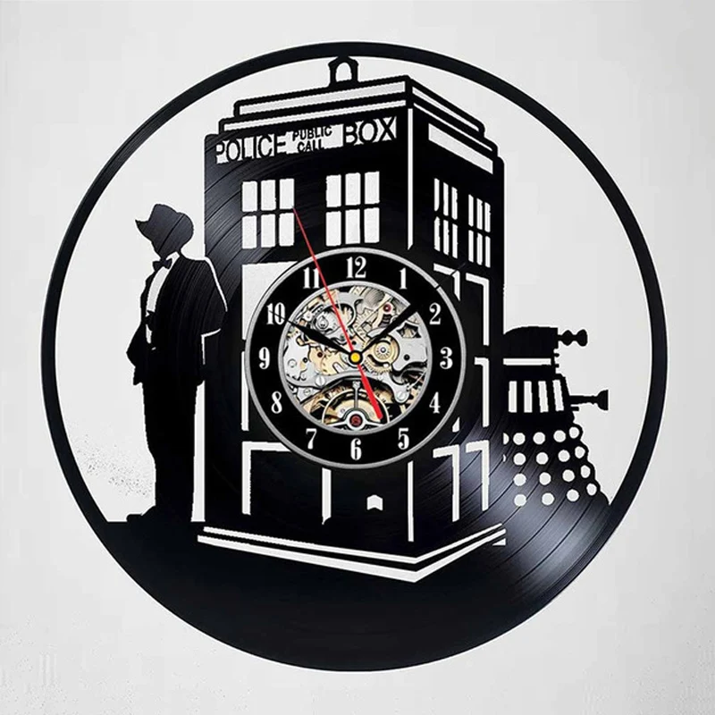 Виниловые настенные часы Doctor Who современный дизайн 3D наклейки кинематографическая тематика винтажные часы из винила художественные настенные домашние декоративные часы - Цвет: Type 11