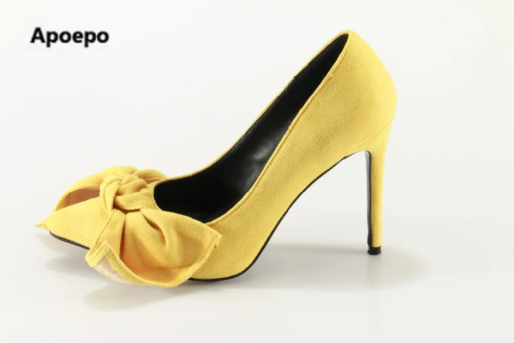 

Selling brand yellow shoes elegant butterfly shoes women pointed toe high heels pumps shoes women shallow ladies shoes