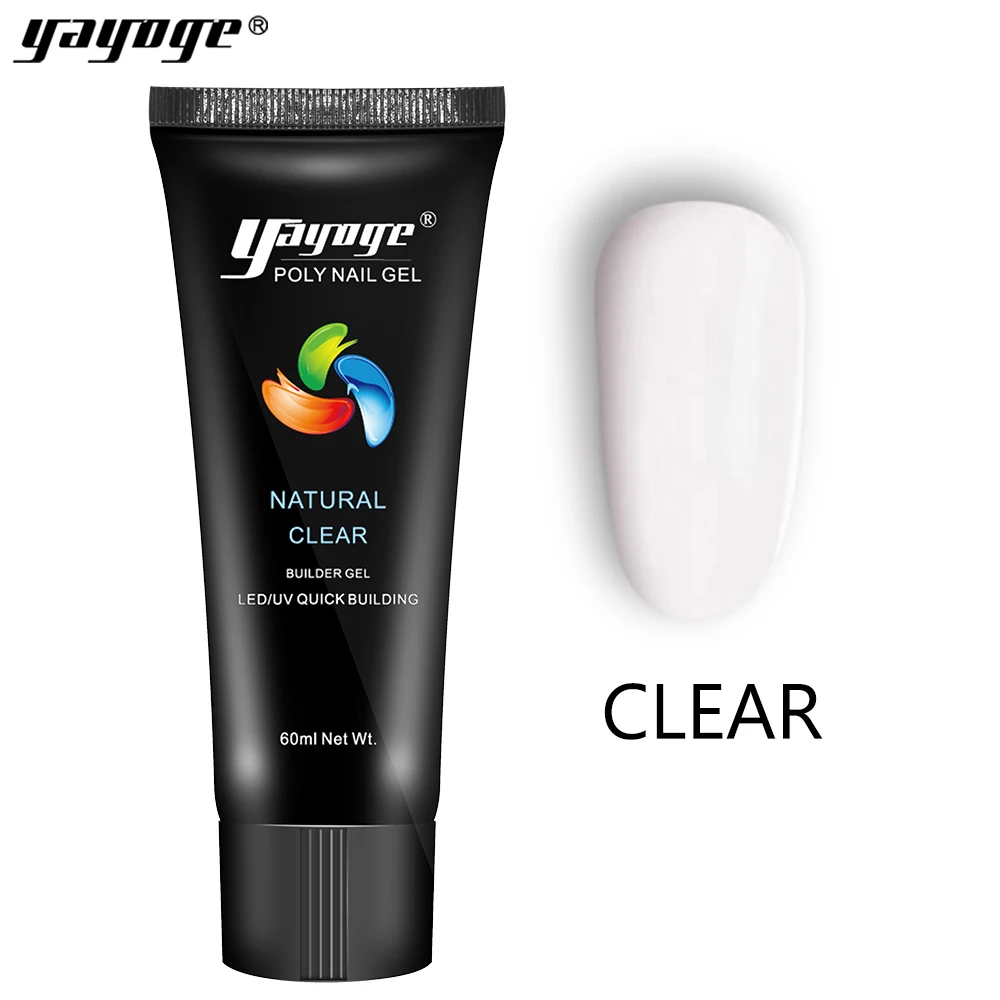 clear 60ml poly gel Yayoge, набор гелей для быстрого строительства, Гель-лак для наращивания ногтей, полигель, набор для нейл-арта, для наращивания ногтей, раствор для скольжения - Цвет: clear 60ml poly gel