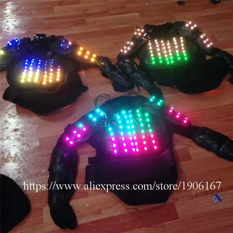 Яркий бальный костюм RGB со светодиодной подсветкой светящийся робота Одежда для