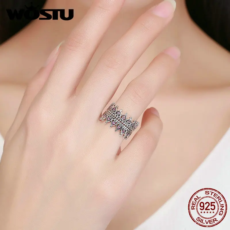 Женское кольцо в виде короны и сердца из серебра 100% пробы|cz rings|rings for womenring |