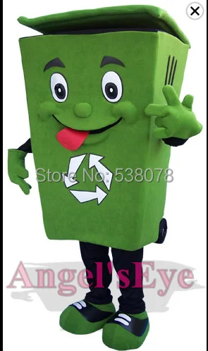 Зеленая переработанная мусорная корзина талисман для костюма контейнер мусора