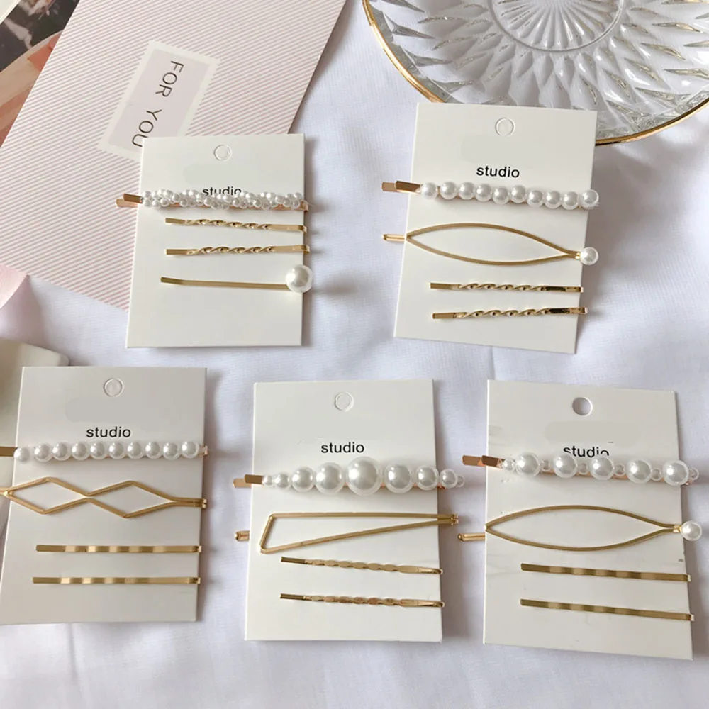 

4Pcs/Set Pearl Metal Hair Clips Women Hairpin Girls Hairpins Barrette Bobby Pin Hairgrip Hair Accessories Dropship New Arrival