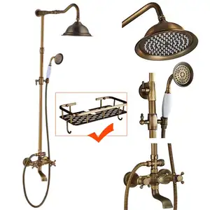 Дождевая душевая лейка для ванной комнаты, Душевая Полный комплект для сборки крана, античная латунь, смеситель для ванны и душа 8 дюймов, ручной душ