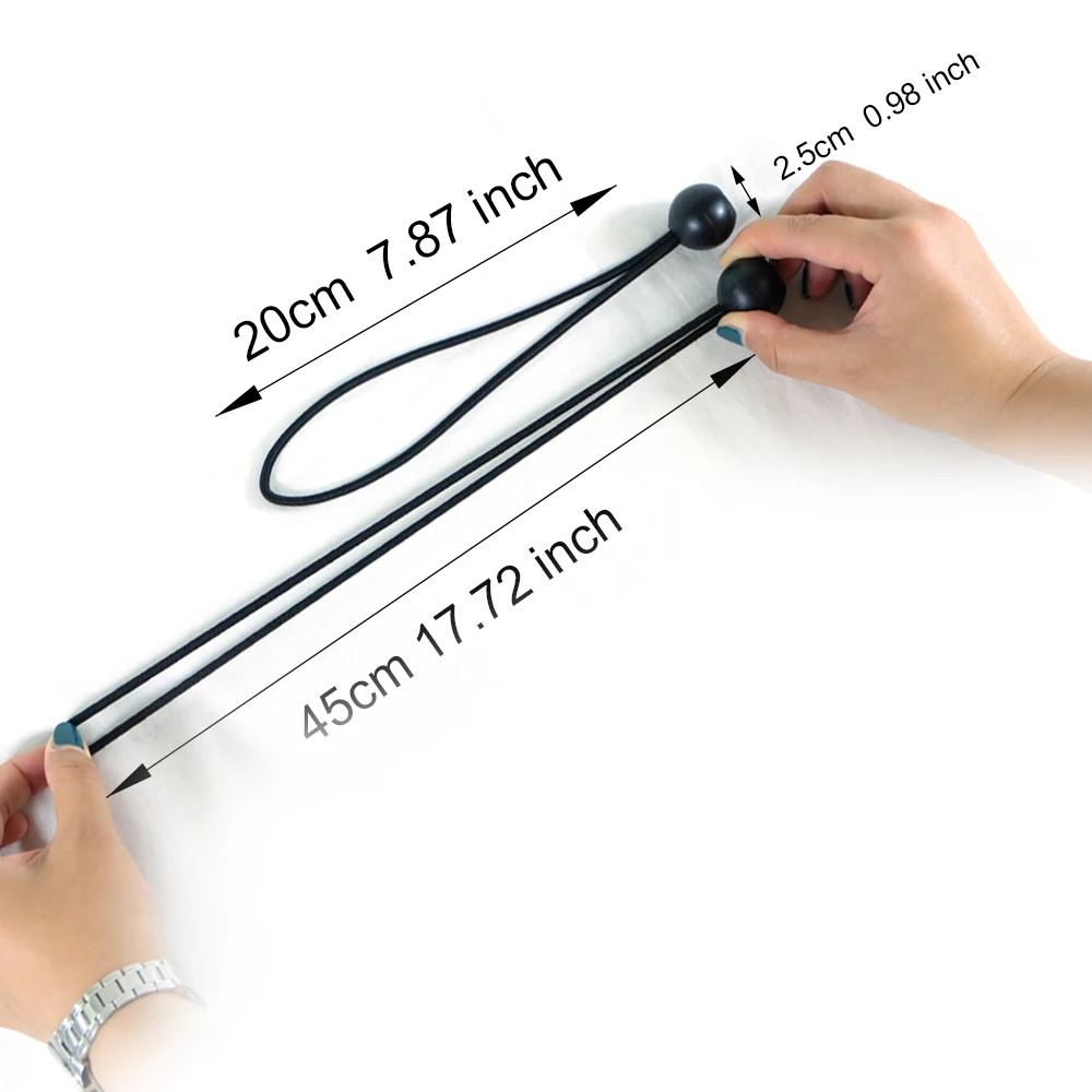 NIERBO Ball Bungee Cords Quality 8.8inch Tarp &amp Canopy Shock Cords. Black UV Treated Cord with Color Fleck to Indicate Size |