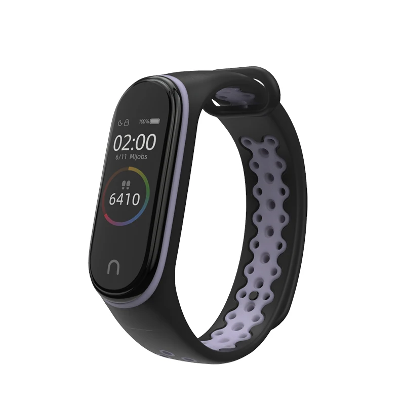 Black purple Спортивный Браслет mi Band 4, 3, силиконовый браслет на запястье для Xiaomi mi, спортивный браслет для mi band 4, 3, band 4, смарт-браслет - Цвет: Black purple