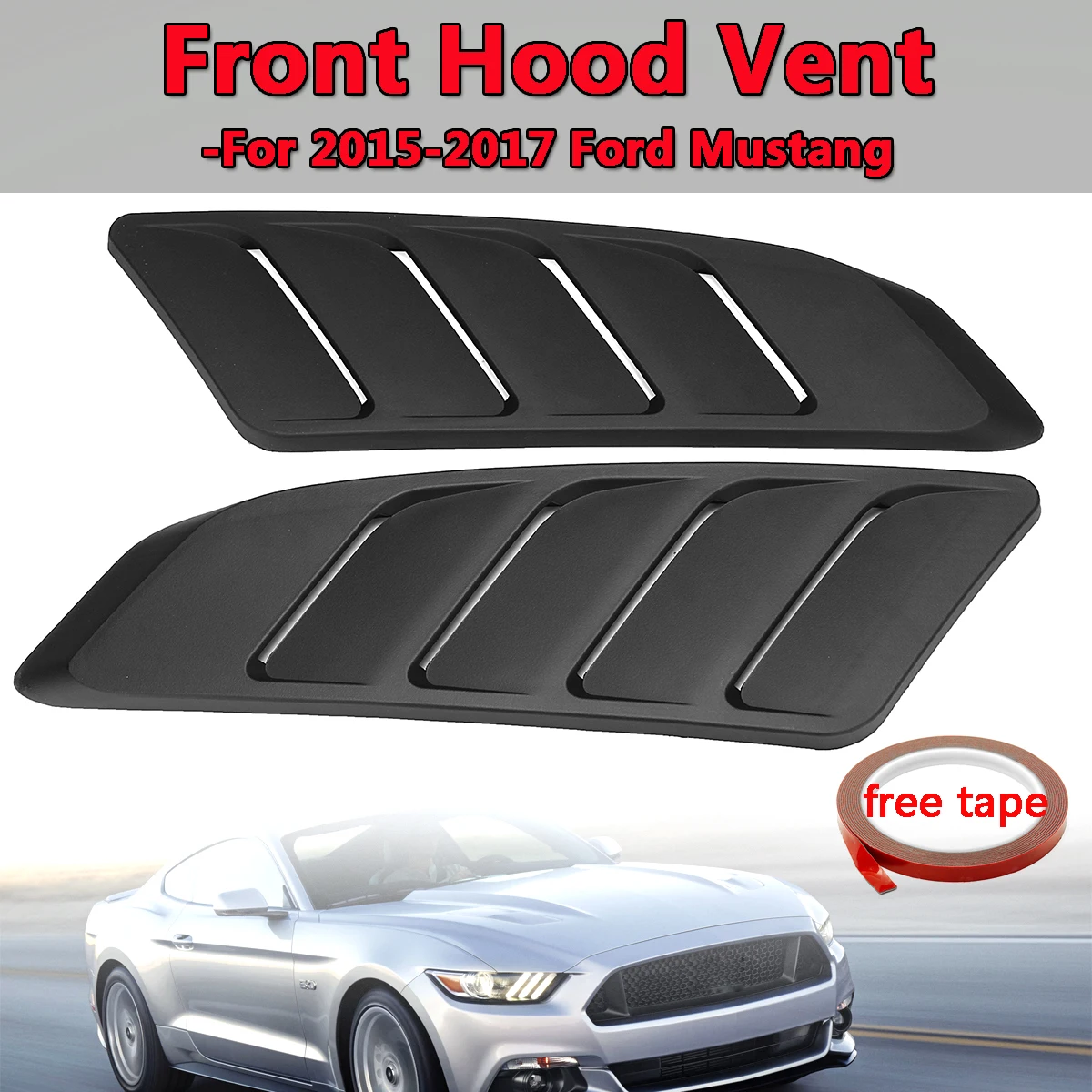 Передний капот вентиляционное отверстие подходит для- для Ford для Mustang панель отделка черный 2 шт. Универсальный Автомобильный воздухозаборник Совок капот вентиляционное отверстие