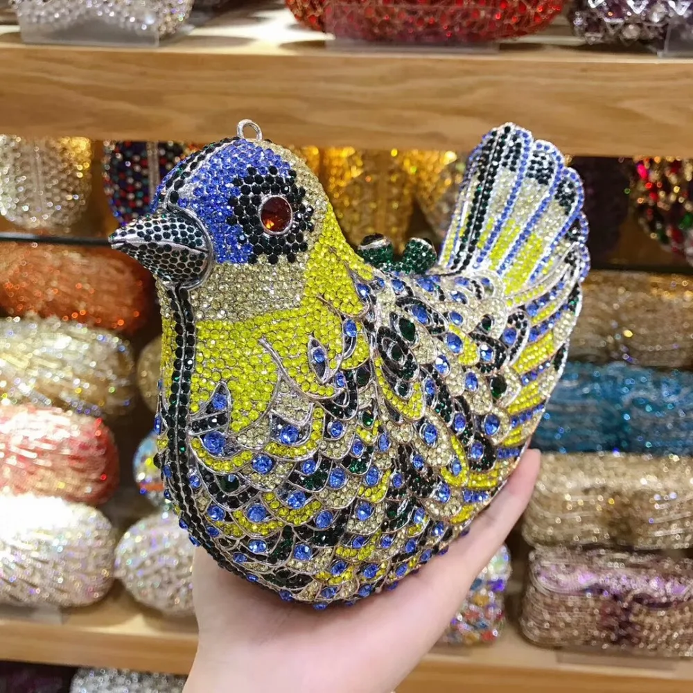 XIYUAN BRAND women bird shape party/prom/wedding/cocktail blue/gold/red evening bags Clutch purse Box Bag Hard Case shoulder bag | Багаж и