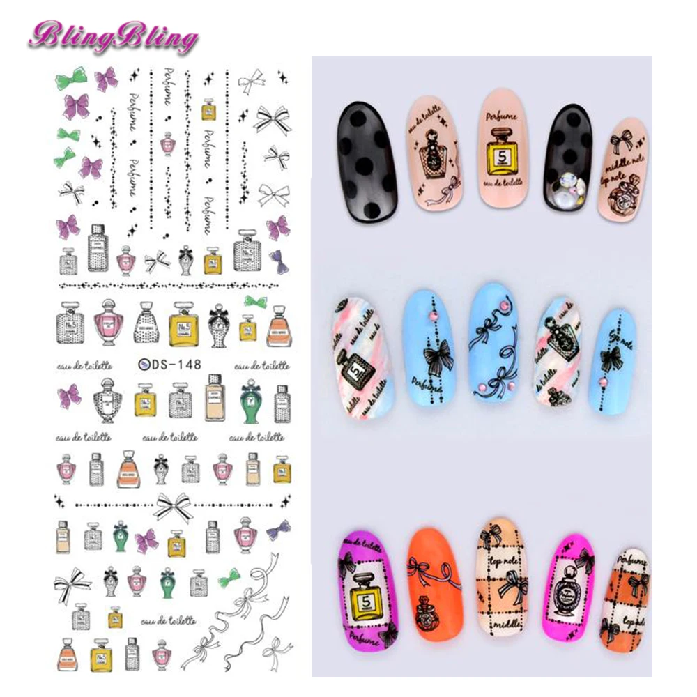 Blingbling 2 листа милые ногтей Вода Переводные картинки в форме сердца Стиль Красота