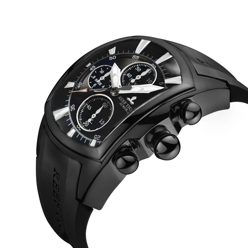 Reef Tiger RGA3069-T мужские многофункциональные кварцевые наручные часы с защитой от воды, хронограф, светящийся-черный