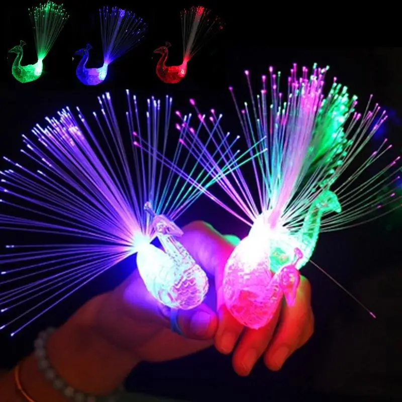 

Finger Light Up Ring LED Party Favors Glow Decor Beams Peacock Light Gift