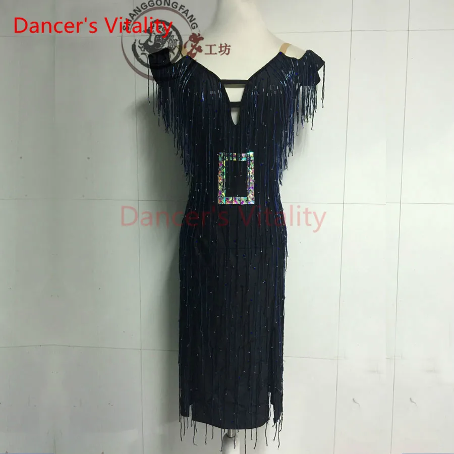 Dancer's Vitality 2017 платье с двойным v образным вырезом кисточками для латинских