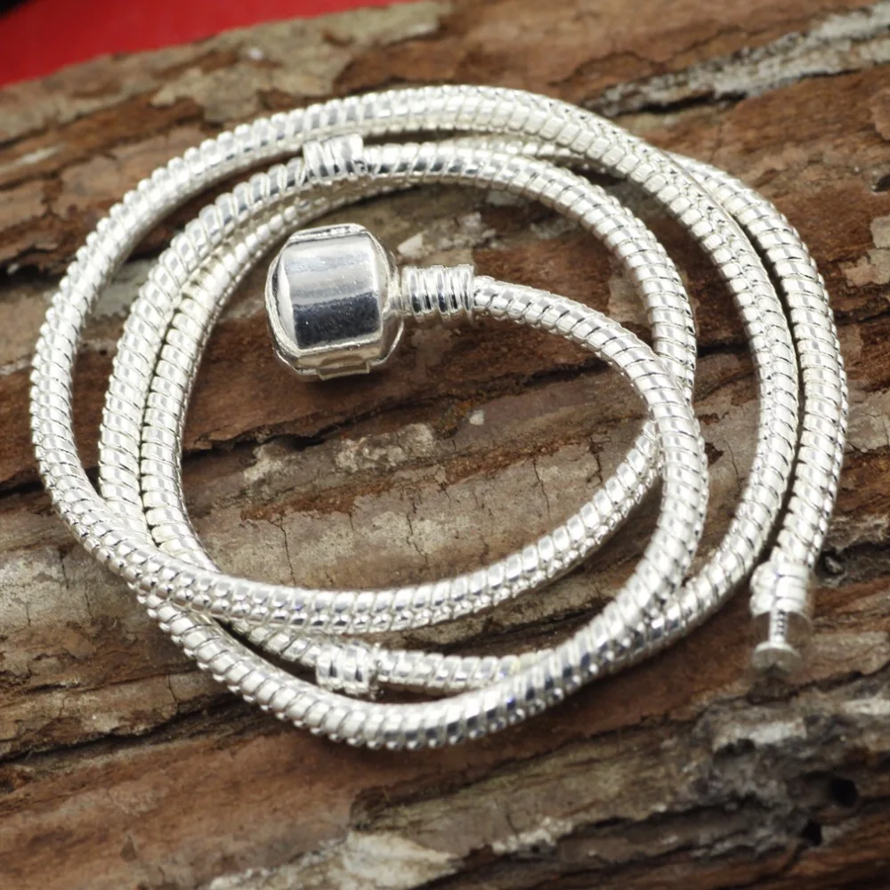 Genuine Solid 925 Sterling Silver Classic Round Snake Chain Necklace.Men's gift .snake bone chain coarse 3mm 18inch-24inch | Украшения