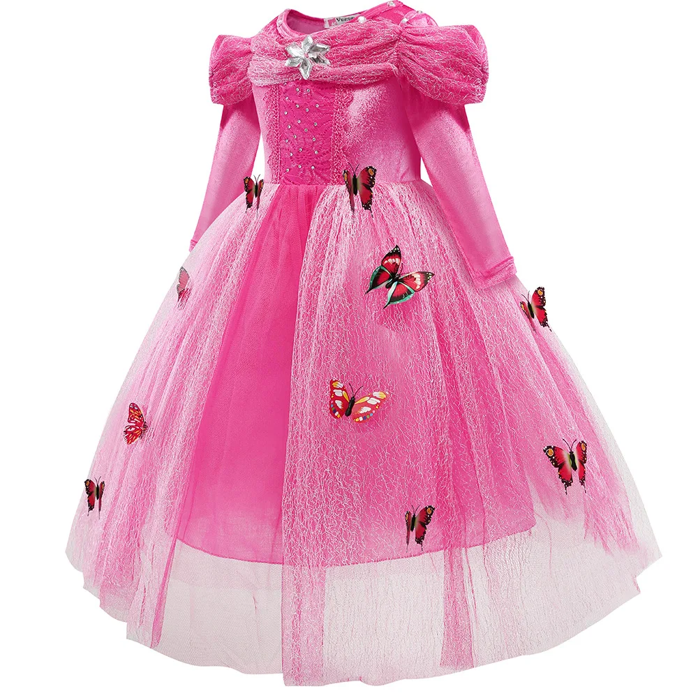 Disney Snow романтичное платье мультфильм сплошного цвета принцесса платье взрыв детское платье с блестками