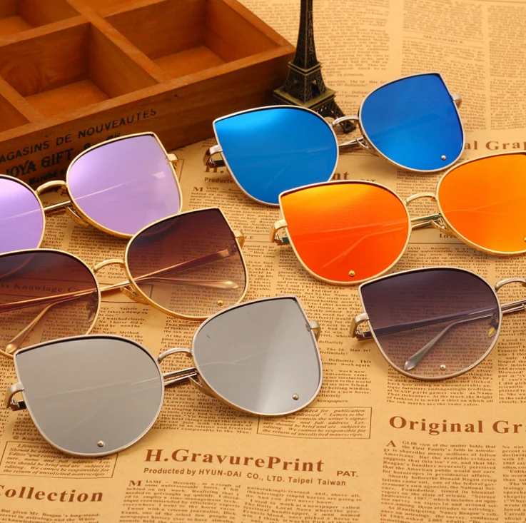 Солнцезащитные очки кошачий глаз женские в металлической оправе|brand sun glasses|designer