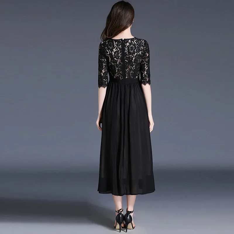 La MaxZa ТРАПЕЦИЕВИДНОЕ лоскутное кружевное женское платье открытые платья до