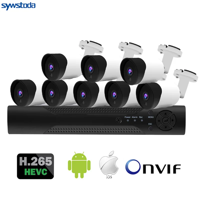 

8-канальный сетевой видеорегистратор 48 в POE 1080P система видеонаблюдения 2 МП IP-камера с аудиозаписью ИК Водонепроницаемая система с датчиком ...
