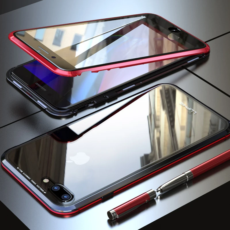 Двусторонний стеклянный Магнитный чехол для iPhone 11 Pro Max XS MAX XR XS 8 Plus 7 Plus X 10 9 Plus Магнитный откидной Чехол