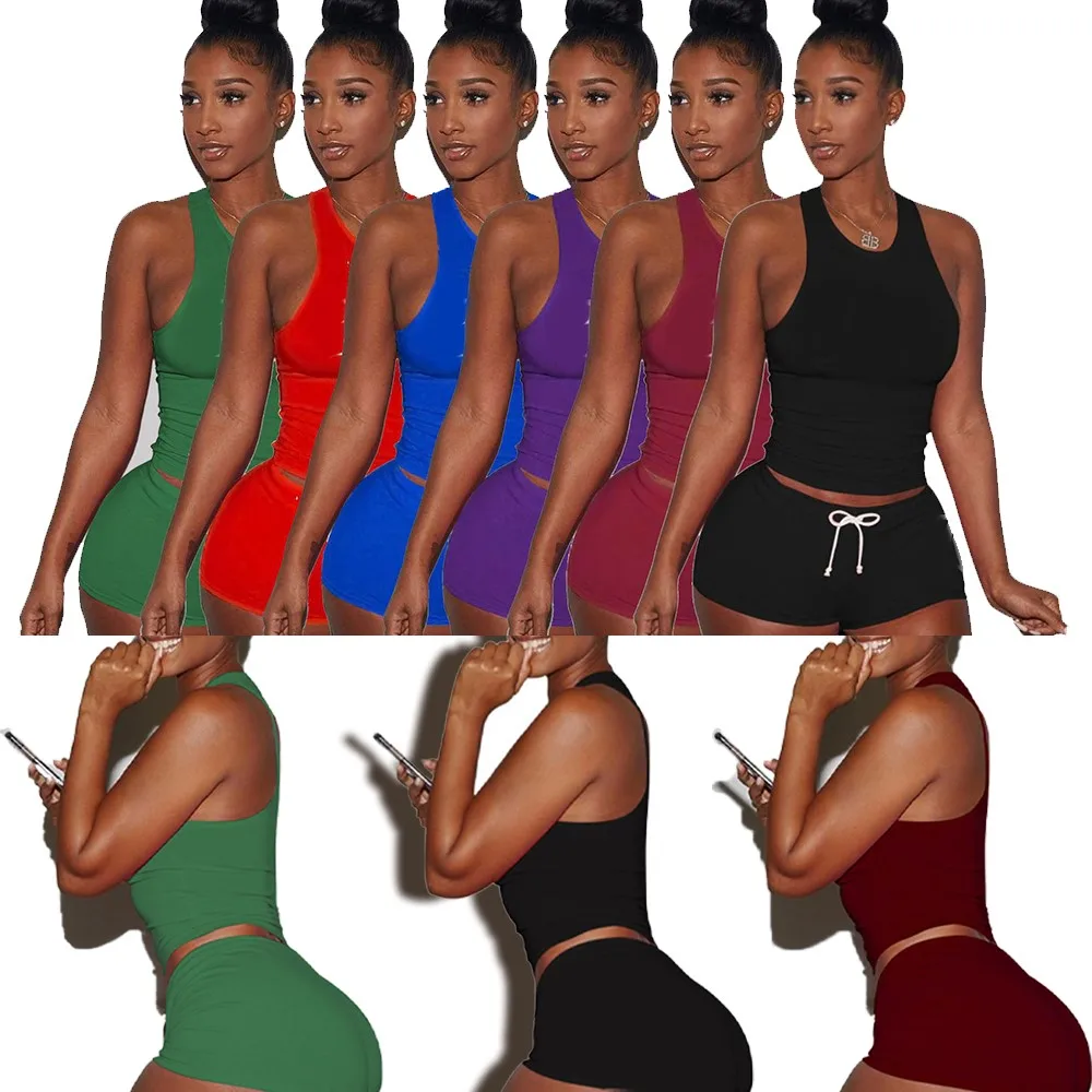 Женский комплект из 2 предметов сексуальные шорты жилет фитнес форма для