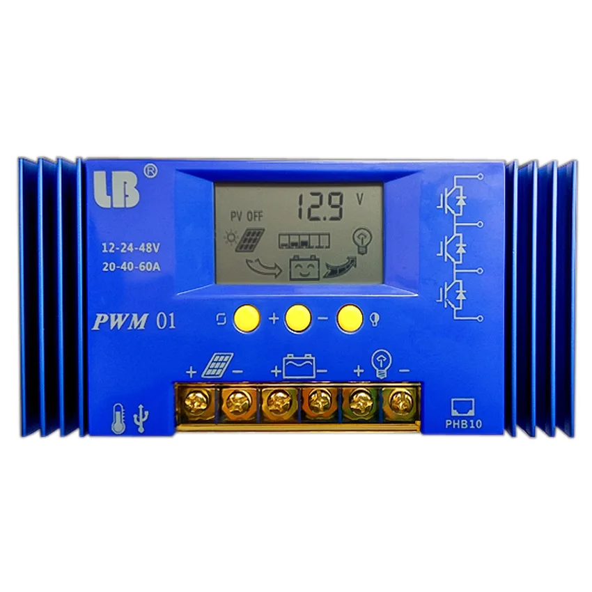 Регулятор заряда солнечной панели 40A 60A PWM LB регулятор ЖК дисплея 12 В/24 В/48 В