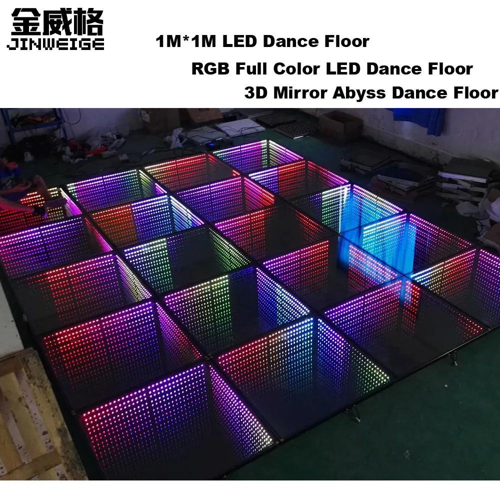 RGB зеркало 1 м x 3D бесконечность СВЕТОДИОДНЫЙ танцпол украшение для ночного клуба