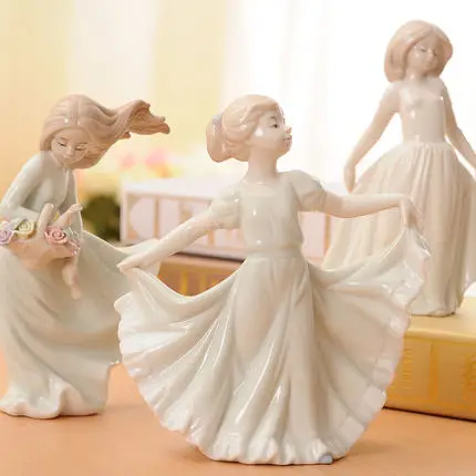 Handmade Ceramic Small Decoration Porcelain Girl Figurines Creative Home Ornaments New House Gift | Дом и сад
