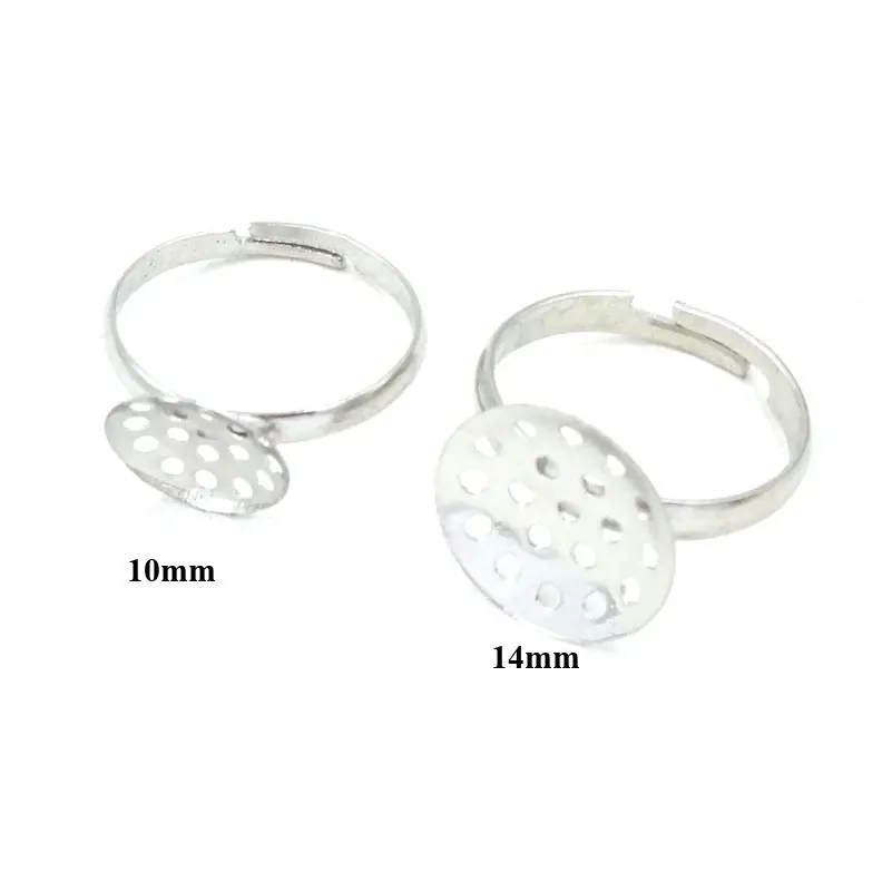 

20Pcs Silver Plated Adjustable Ring Base Blank Findings Metal Rings For Jewelry Making Cabochon Settings Anello Fiore