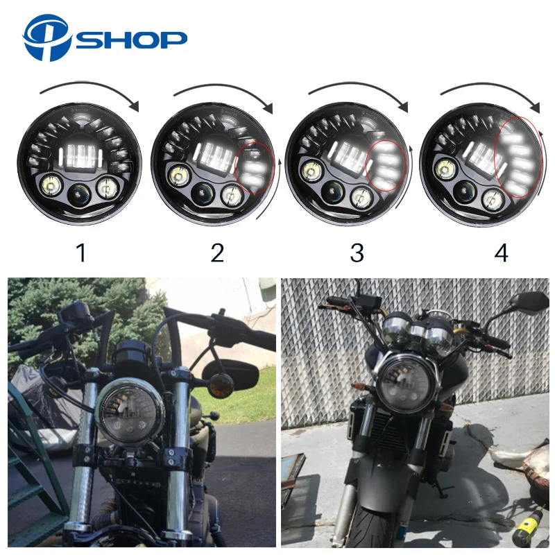 Для мотора Touring 7 &quotдюймовый круглый светодиодный проектор фары + DRL желтый сигнал