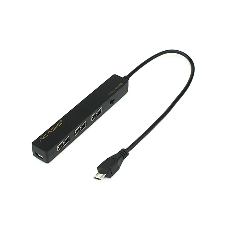Black Acasis H027 мобильный планшетный ПК зарядный кабель Otg микро-usb-хаб 3 порта одновременная зарядка кабель передачи питания - Цвет: Black