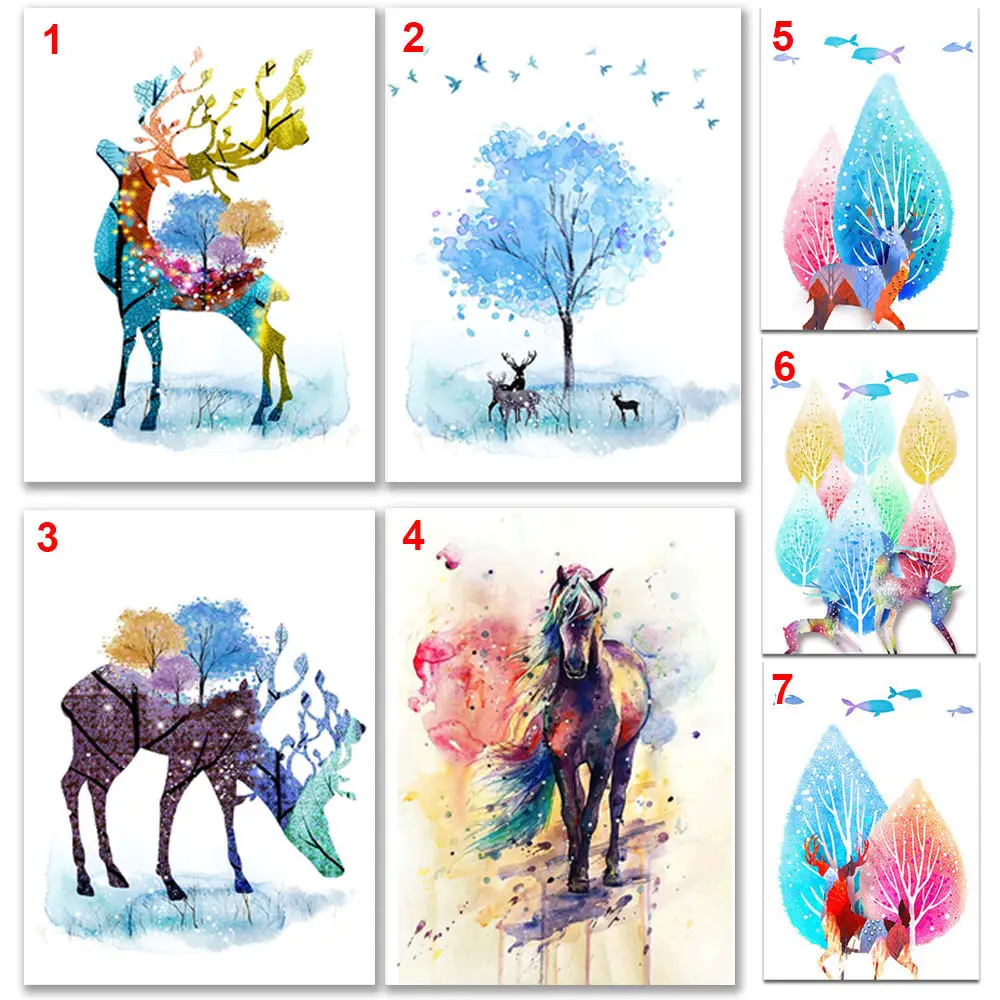 Нордическая простая Акварель Ручная роспись Декоративный принт сердечник